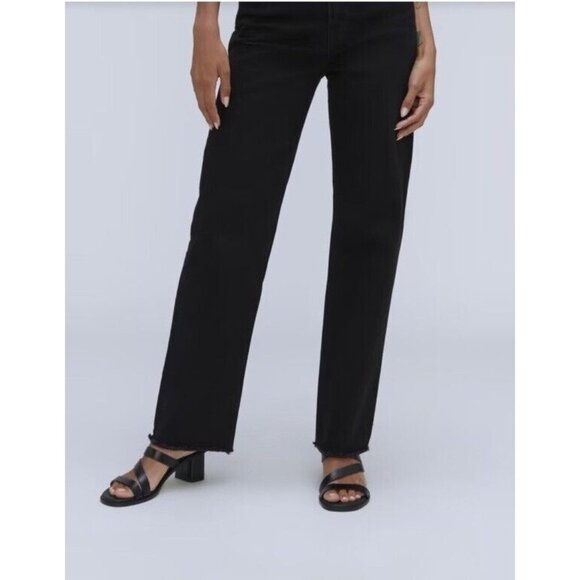 Everlane Womens‎ The Way-High Jean Low Stretch in Black Raw Hem Size 29 - Picture 1 of 9